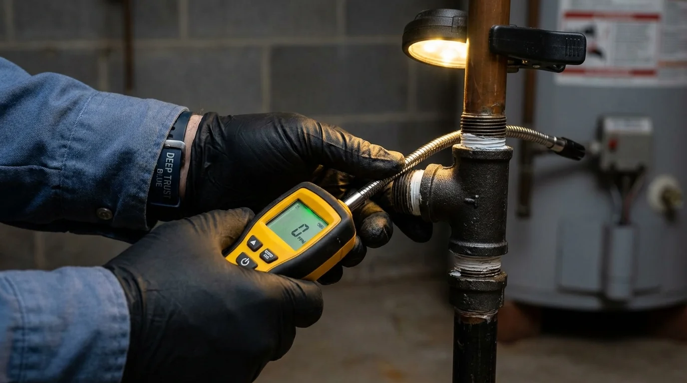 Gas leak detection with electronic sniffer by Johns Plumbing LLC in Gilcrest
